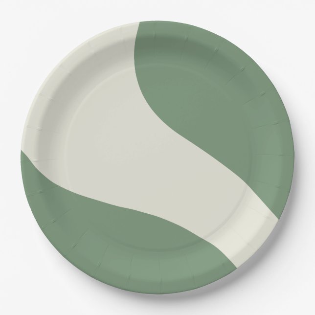 Assiettes En Carton Vagues simples en vert (Devant)