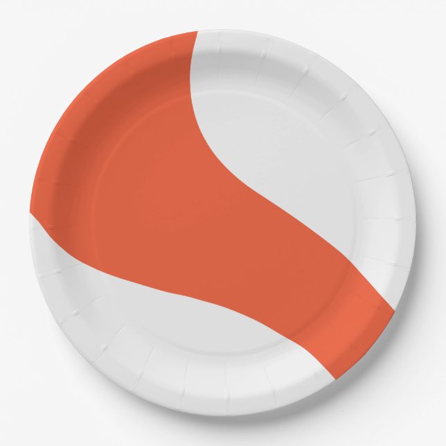 Assiettes En Carton Vagues simples - orange et blanc (Devant)