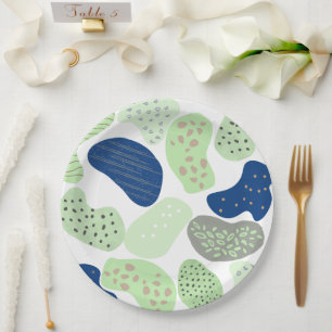 Assiettes En Carton Vaisselle aux Formes Organiques Minimales   Neutre