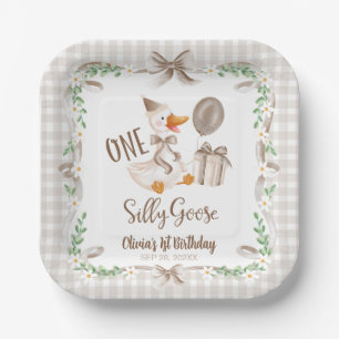 Assiettes En Carton Vaisselle de table avec nœud marron pour le 1er an