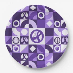 Assiettes En Carton Vaisselle Ruban Violet Sensibilisation à l'Épileps