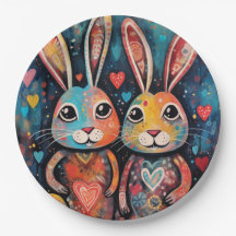 Valentine amis Bunnies longues oreilles coeurs
