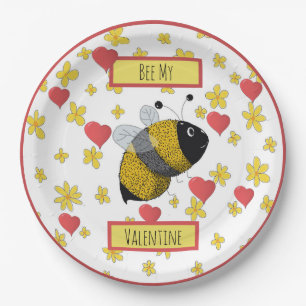 Assiettes En Carton Valentine Bumblebee Bee My Valentine