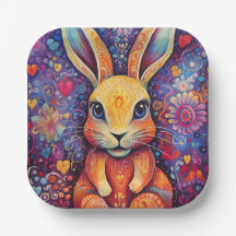 Valentine Bunny Flowers coeur violet