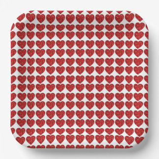 Assiettes En Carton Valentine Red Hearts