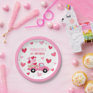 Assiettes En Carton Valentine Sweetheart rose 1er anniversaire Décor d