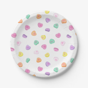 Assiettes En Carton Valentines Day Candy Hearts Motif