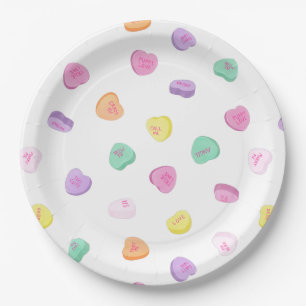 Assiettes En Carton Valentines Day Candy Hearts Motif Round Coussin