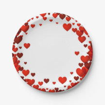 Valentines Flottant Coeurs Rouges Plaque Rimmed