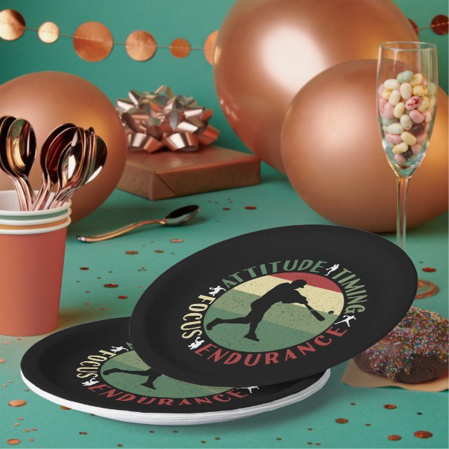 Assiettes En Carton Valeurs d'équipe de baseball motivationnelles (Multi)