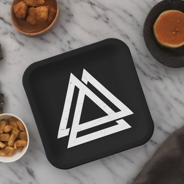 Assiettes En Carton Valknut Viking Triangle Art (Triangle geometric,birthday,wedding,baby shower,special occasion event paper plate party supplies)