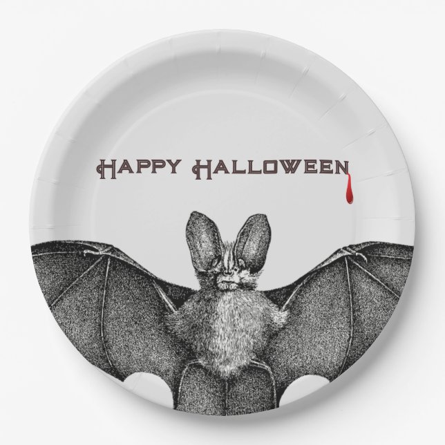 Assiettes En Carton Vampire Bat Halloween (Devant)