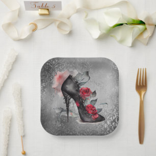 Assiettes En Carton Vampy Spike Stiletto   Rouge Rose Haut-talon Grung