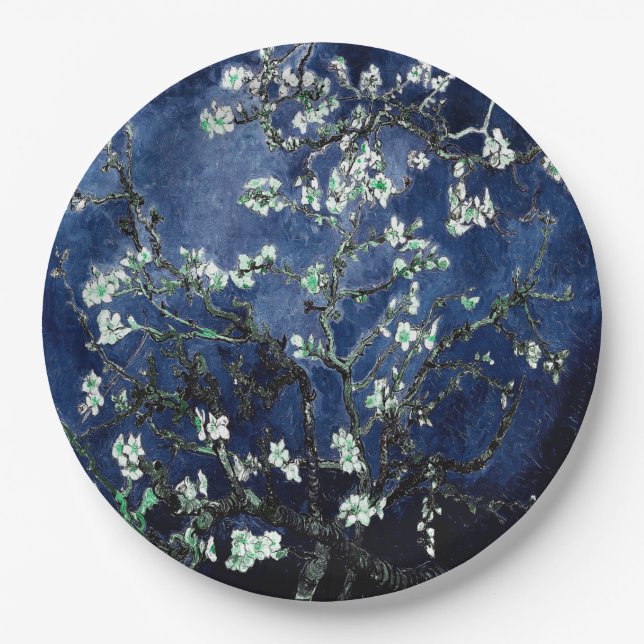 Assiettes En Carton Van Gogh Almond Blossoms Midnight Blue (Devant)