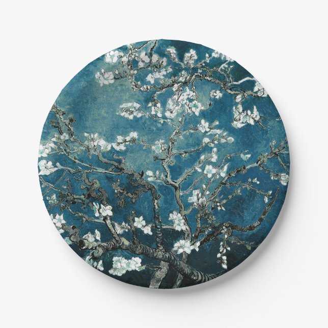 Assiettes En Carton Van Gogh Almond Blossoms : Turquoise foncé (Devant)