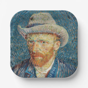Assiettes En Carton Van Gogh - Autoportrait avec un Casquette gris