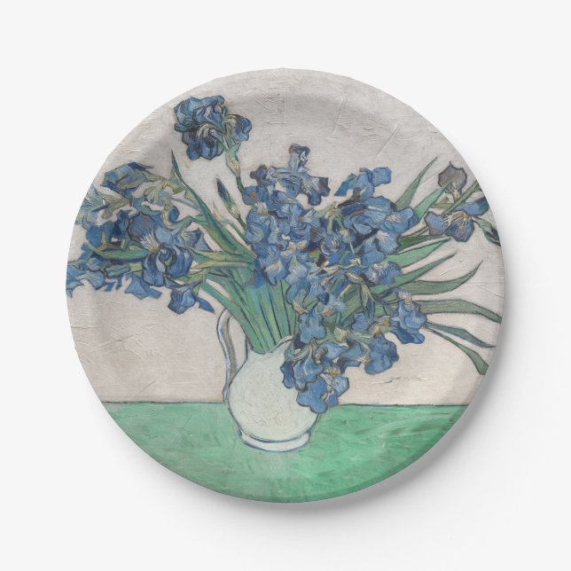 Assiettes En Carton Van Gogh Iris Vase Peinture Impressionnisme (Devant)