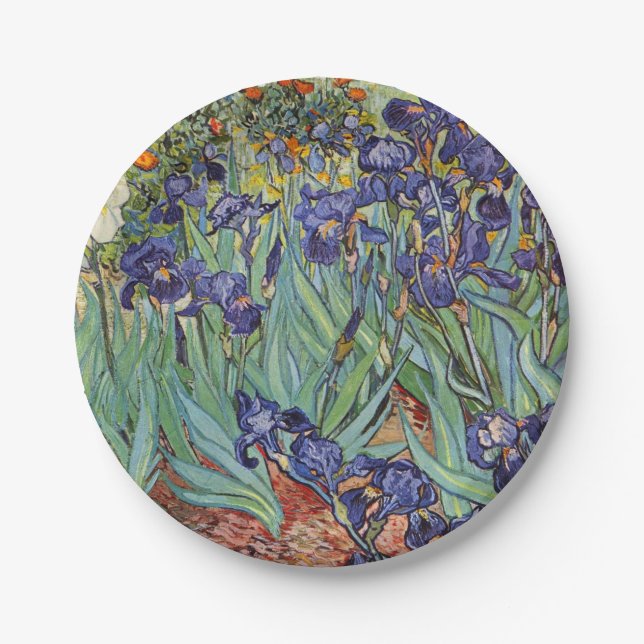 Assiettes En Carton Van Gogh Irises Peinture impressionniste (Devant)