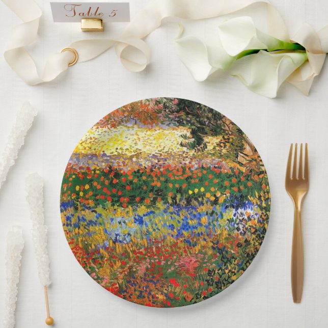 Assiettes En Carton Van Gogh - Jardin à Arles (alias Jardin des fleurs (Mariage)