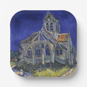 Assiettes En Carton Van Gogh L'église d'Auvers-sur-Oise sous un ciel b