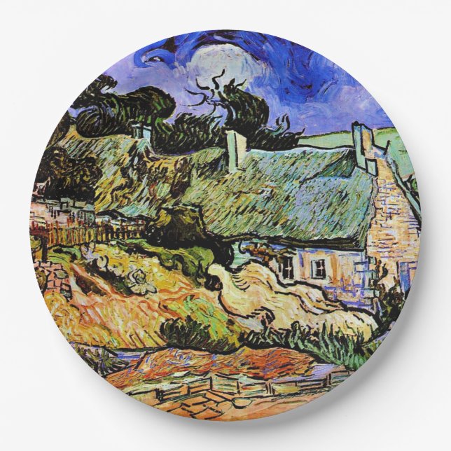 Assiettes En Carton Van Gogh - Maisons aux toits de chaume (Devant)