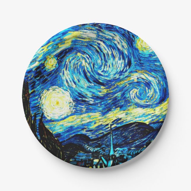 Assiettes En Carton Van Gogh - Nuit étoilée (Devant)