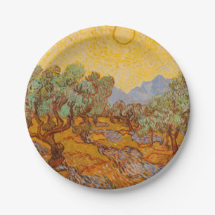 Assiettes En Carton Van Gogh Olive Trees Soleil Jaune Ciel