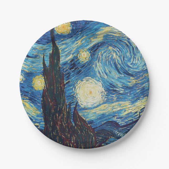 Assiettes En Carton Van Gogh Starry Classic Nuit Impressionnisme Art (Devant)
