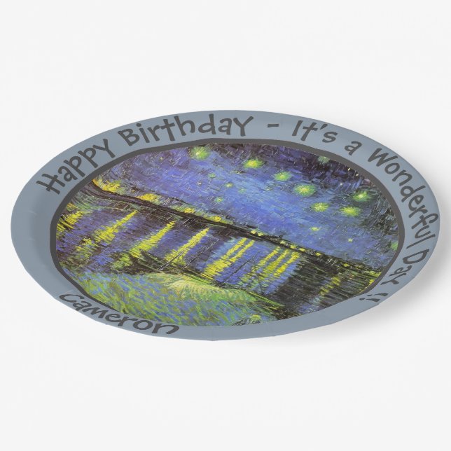 Assiettes En Carton van Gogh Starry Night Over the Rhone Party Objets (Angle)