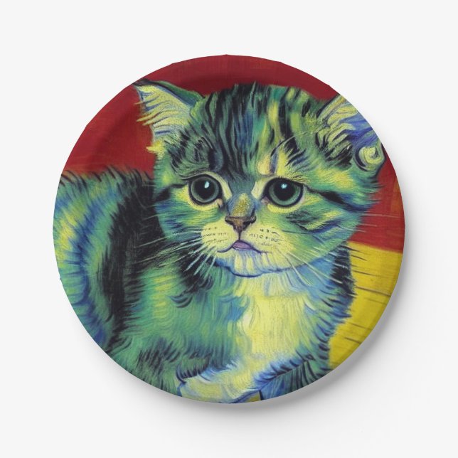 Assiettes En Carton Van Gogh Tabby Cat (Devant)