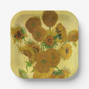 Assiettes En Carton Van Gogh - Vase avec 15 tournesols