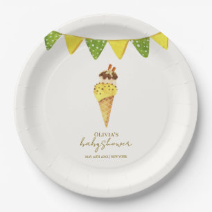 Assiettes En Carton Vanille d'été Le Baby shower de glace Scoop