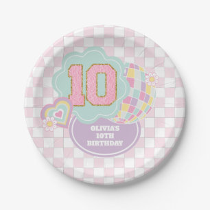 Assiettes En Carton Varsity pastel patch 10e Anniversaire