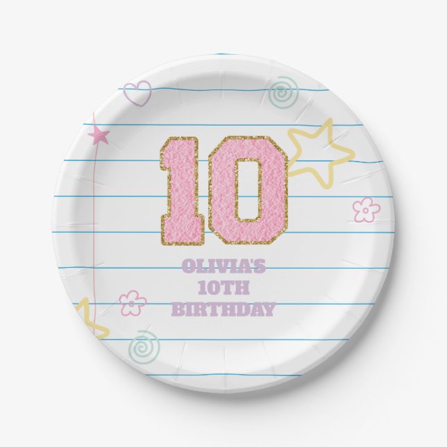 Assiettes En Carton Varsity pastel patch carnet 10e anniversaire (Devant)