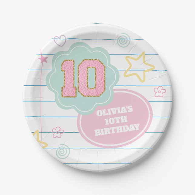 Assiettes En Carton Varsity pastel patch carnet 10e anniversaire (Devant)