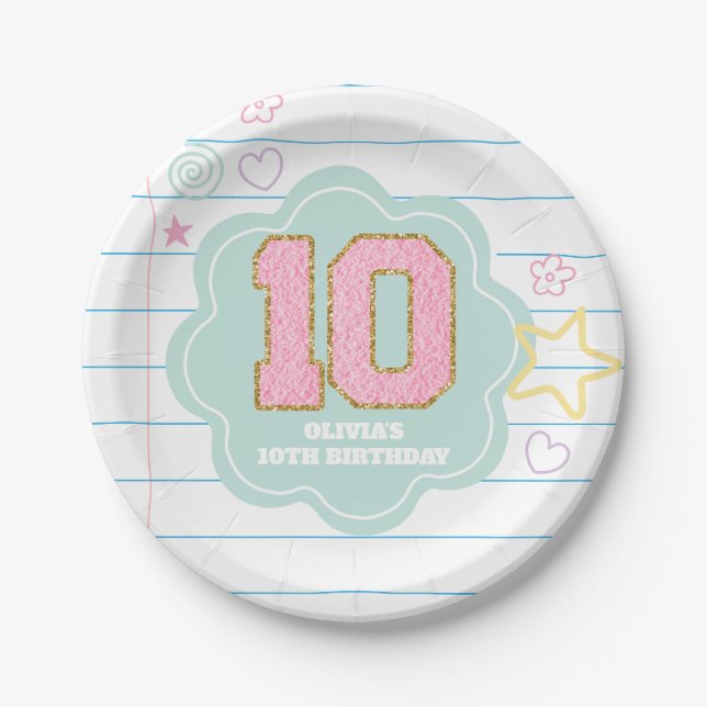 Assiettes En Carton Varsity pastel patch carnet 10e anniversaire (Devant)