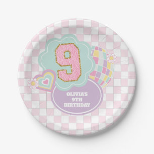 Assiettes En Carton Varsity pastel patch preppy 9e Anniversaire