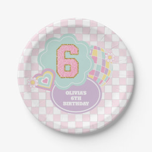 Assiettes En Carton Varsity preppy pastel patch 6e anniversaire