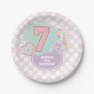 Assiettes En Carton Varsity preppy pastel patch 7e anniversaire