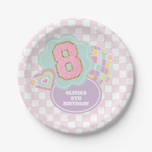 Assiettes En Carton Varsity preppy pastel patch 8e anniversaire