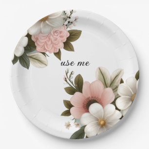 Assiettes En Carton vecteur floral rose