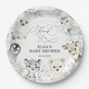 Assiettes En Carton Végétation hivernale Animaux arctiques Baby show