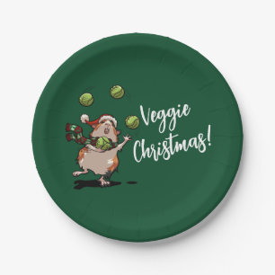 Assiettes En Carton Véguin Noël ! Guinéen Pig En Jonglage Des Germes