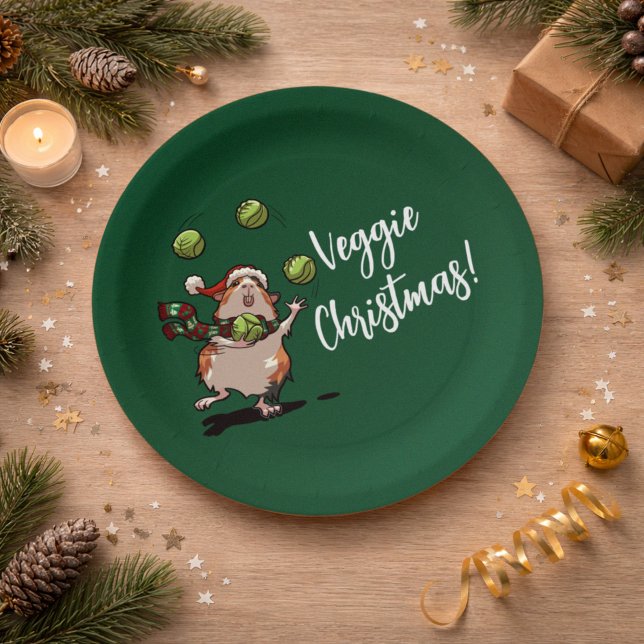 Assiettes En Carton Véguin Noël ! Guinéen Pig En Jonglage Des Germes (Créateur téléchargé)