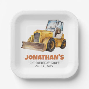 Assiettes En Carton Véhicule de construction mignon anniversaire bulld