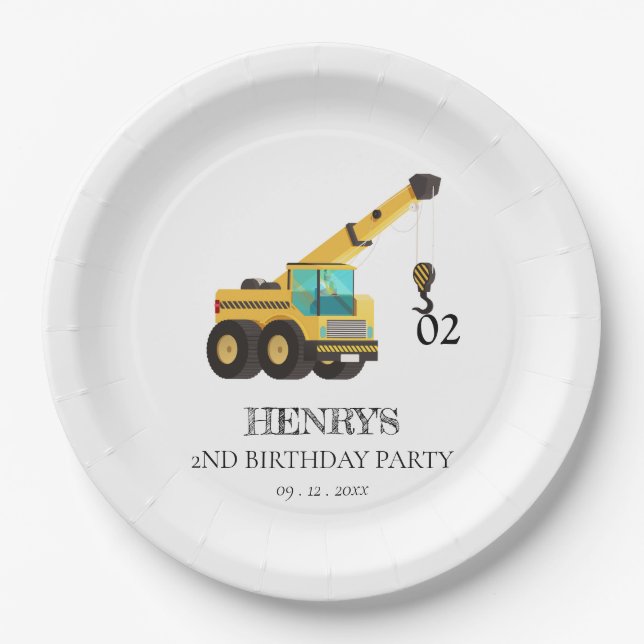 Assiettes En Carton Véhicules de construction N'importe quel âge fête  (Devant)