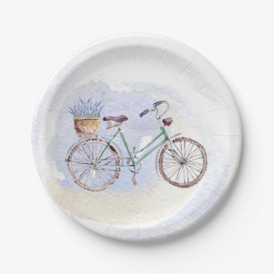 Assiettes En Carton Vélo bleu rustique Lavender Floral
