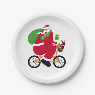 Assiettes En Carton Vélo Santa Claus