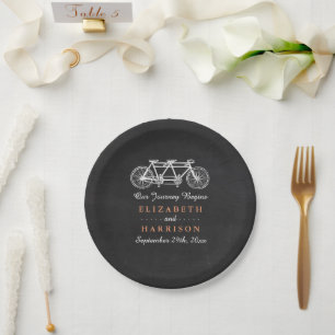 Assiettes En Carton Vélo Tandem Sur Mariage Chalkboard