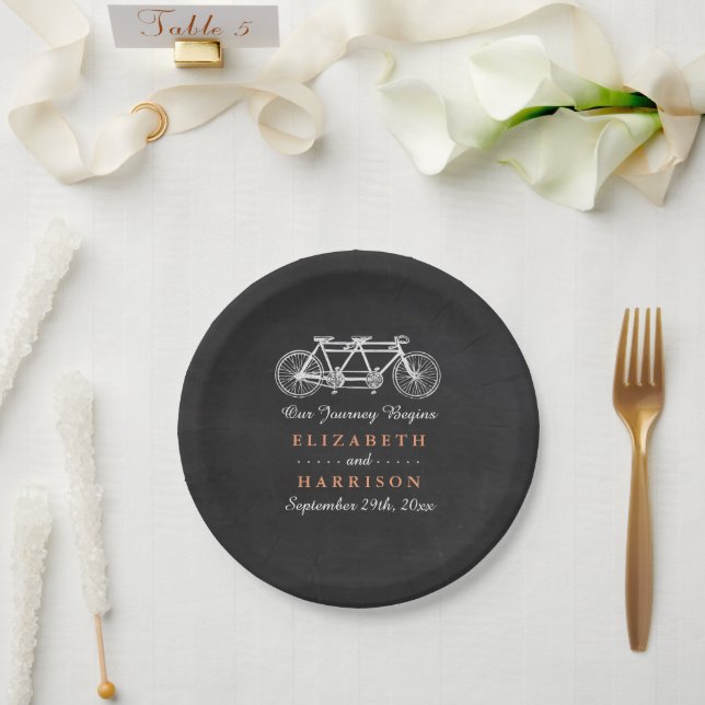Assiettes En Carton Vélo Tandem Sur Mariage Chalkboard (Mariage)
